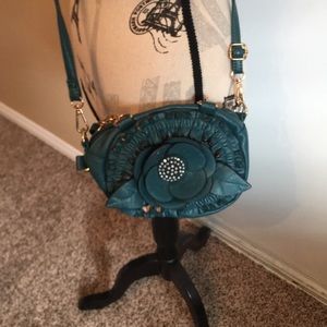 Beautiful Teal Flower Crossbody